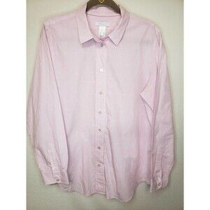 Liz Claiborne Pink & White Checked Button Shirt With White Dots - XL Lizwear
